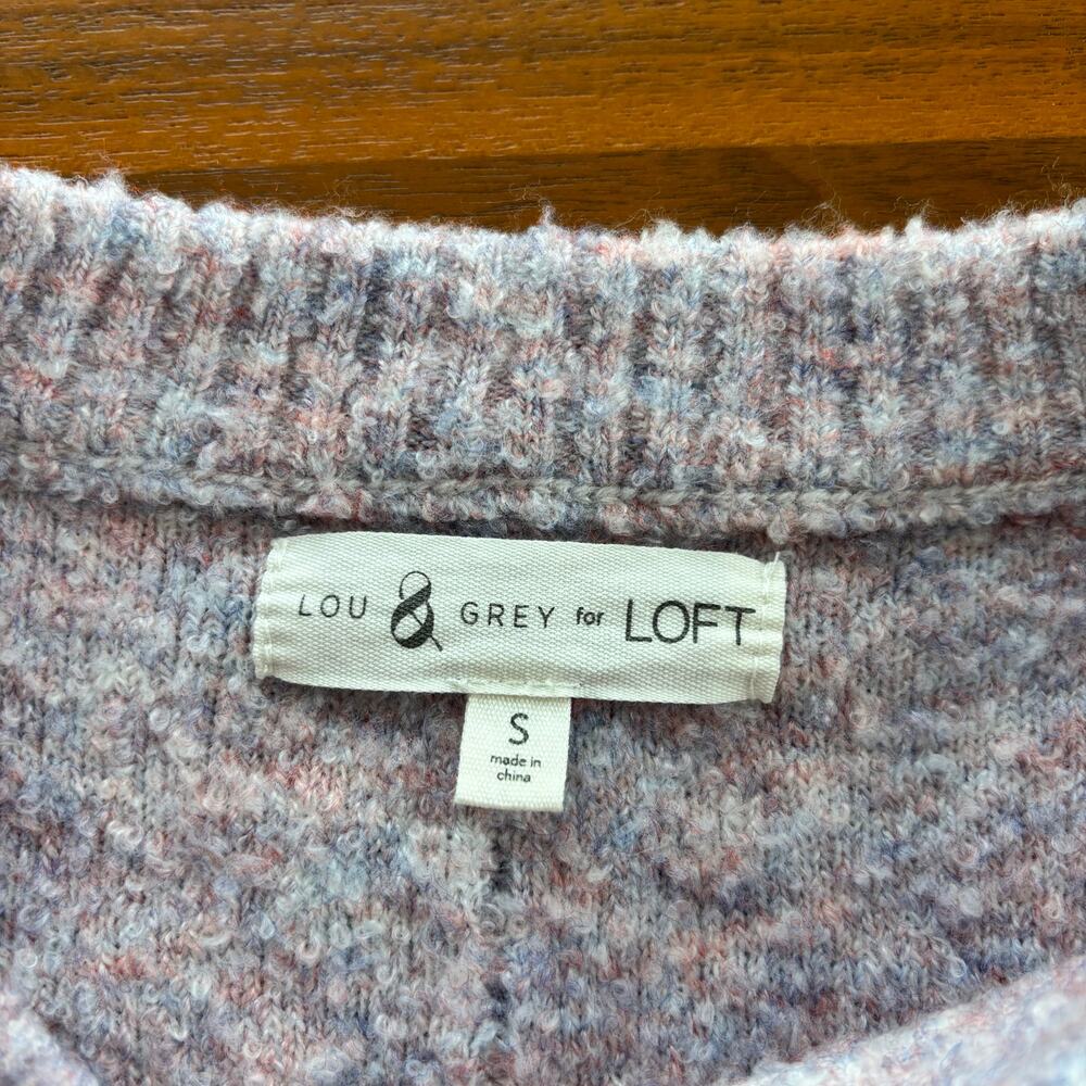 Lou & Gray Loft Pink Marble Heathered Knit Sweater Quarter Sleeve Poncho Style S - Picture 2 of 7